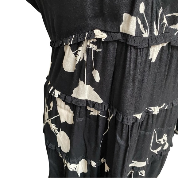 Ba&sh Paule Floral Maxi Dress Black White V-Neck 3/4 Sleeve Women’s Small - Picture 8 of 16